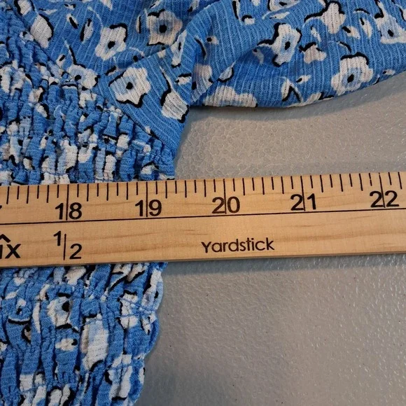 Cato Women's‎ Blue Floral Midi Dress 3/4 Sleeve Square Neck Smocked Size 18/20W - Picture 10 of 11